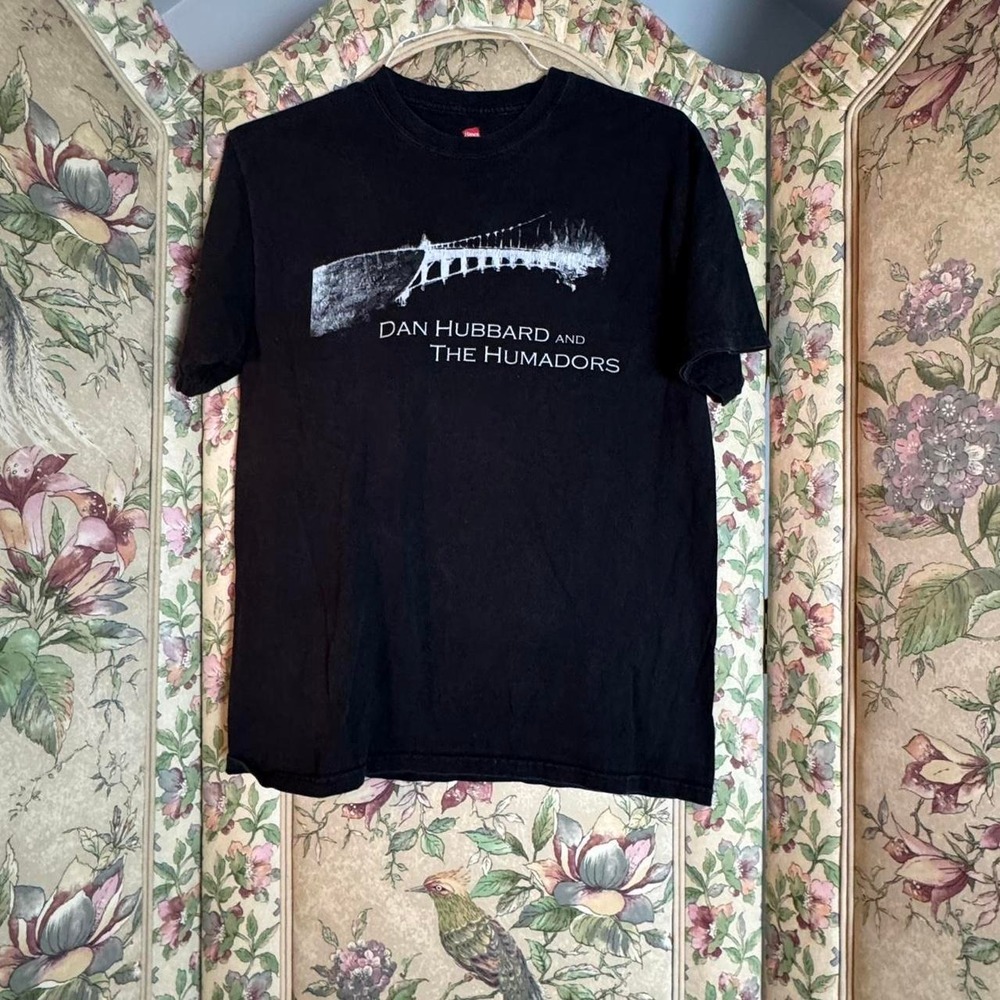 Hanes Dan Hubbard and The Humadors Black Graphic Tee Shirt Mens Medium